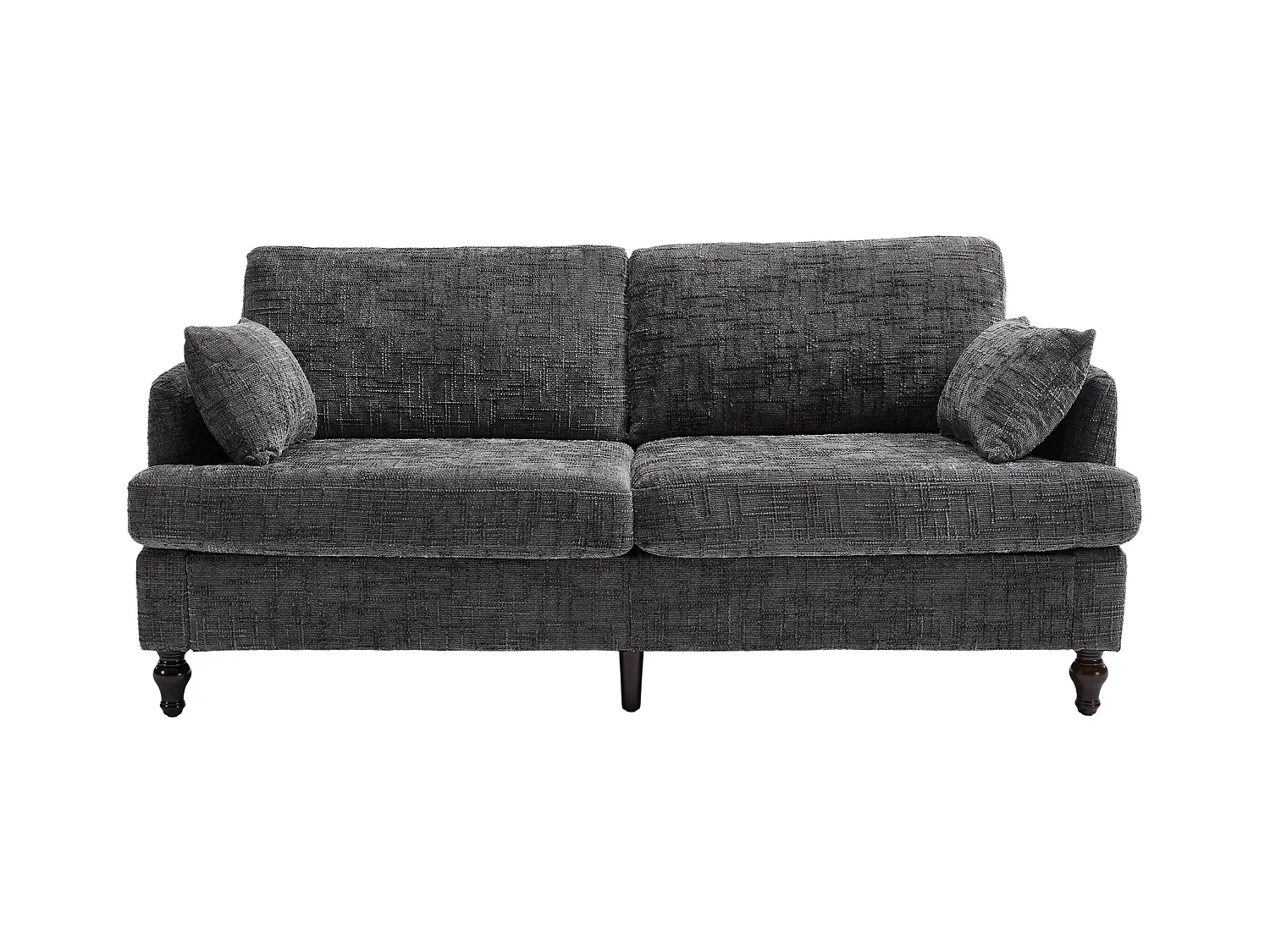 Sofá de chenilla de 2 plazas con LED y USB, patas de madera con almacenamiento lateral para sala de estar, dormitorio, oficina, color gris