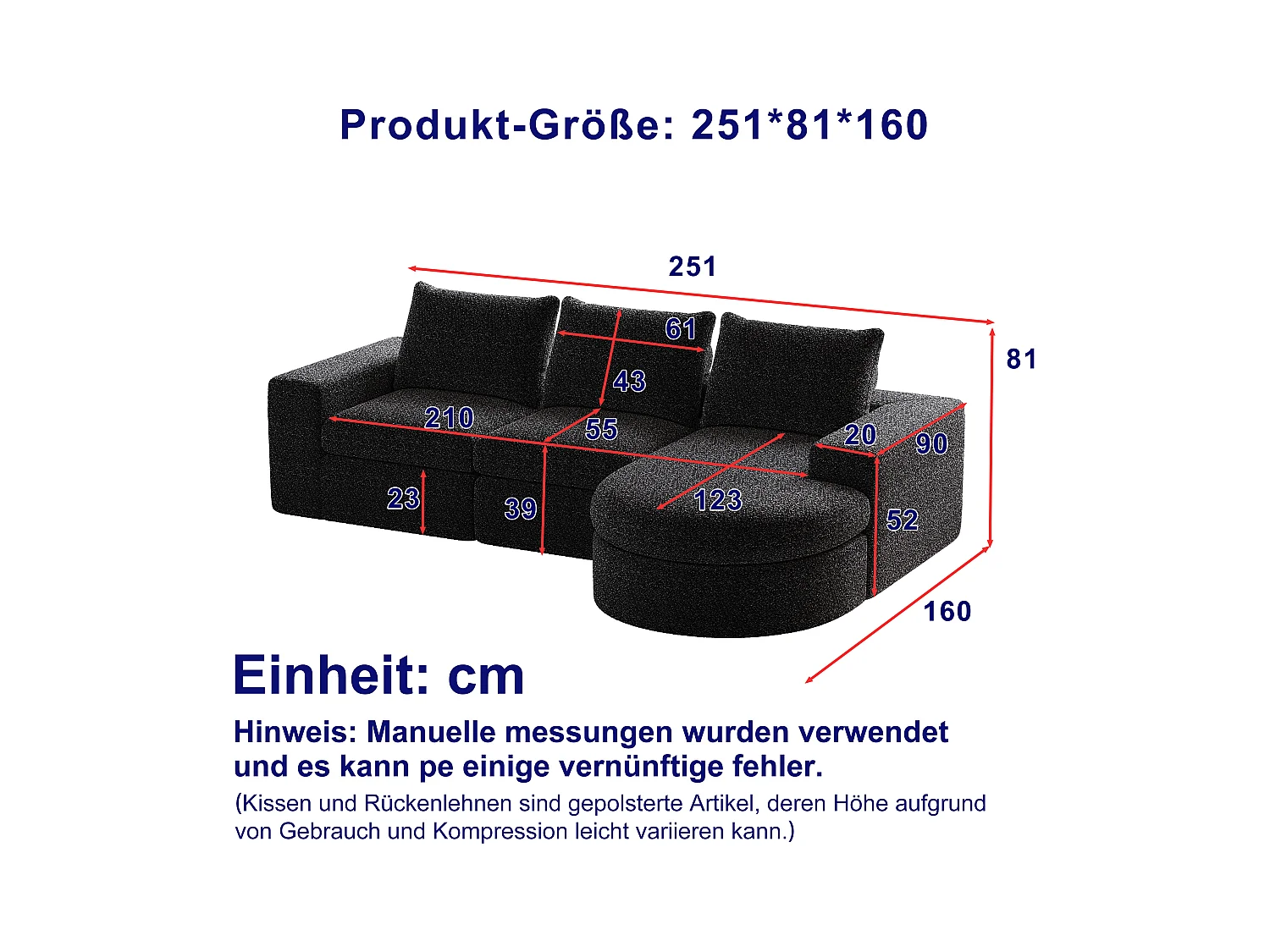 Sofá modular de chenilla en L con chaise longue de espuma de alta densidad sin montaje para salón