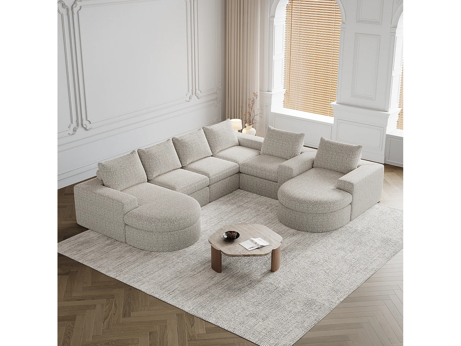 Sofá modular em chenille L com chaise longue em espuma de alta densidade sem necessidade de montagem para sala de estar e quarto