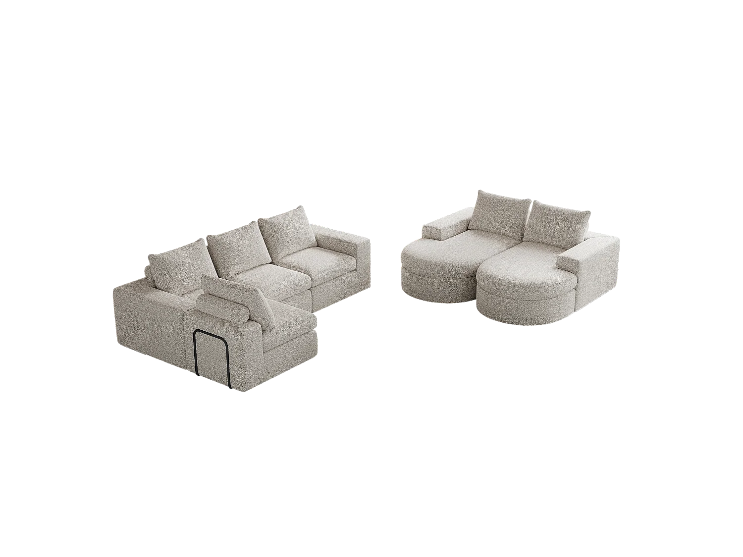 Sofá modular em chenille L com chaise longue em espuma de alta densidade sem necessidade de montagem para sala de estar e quarto