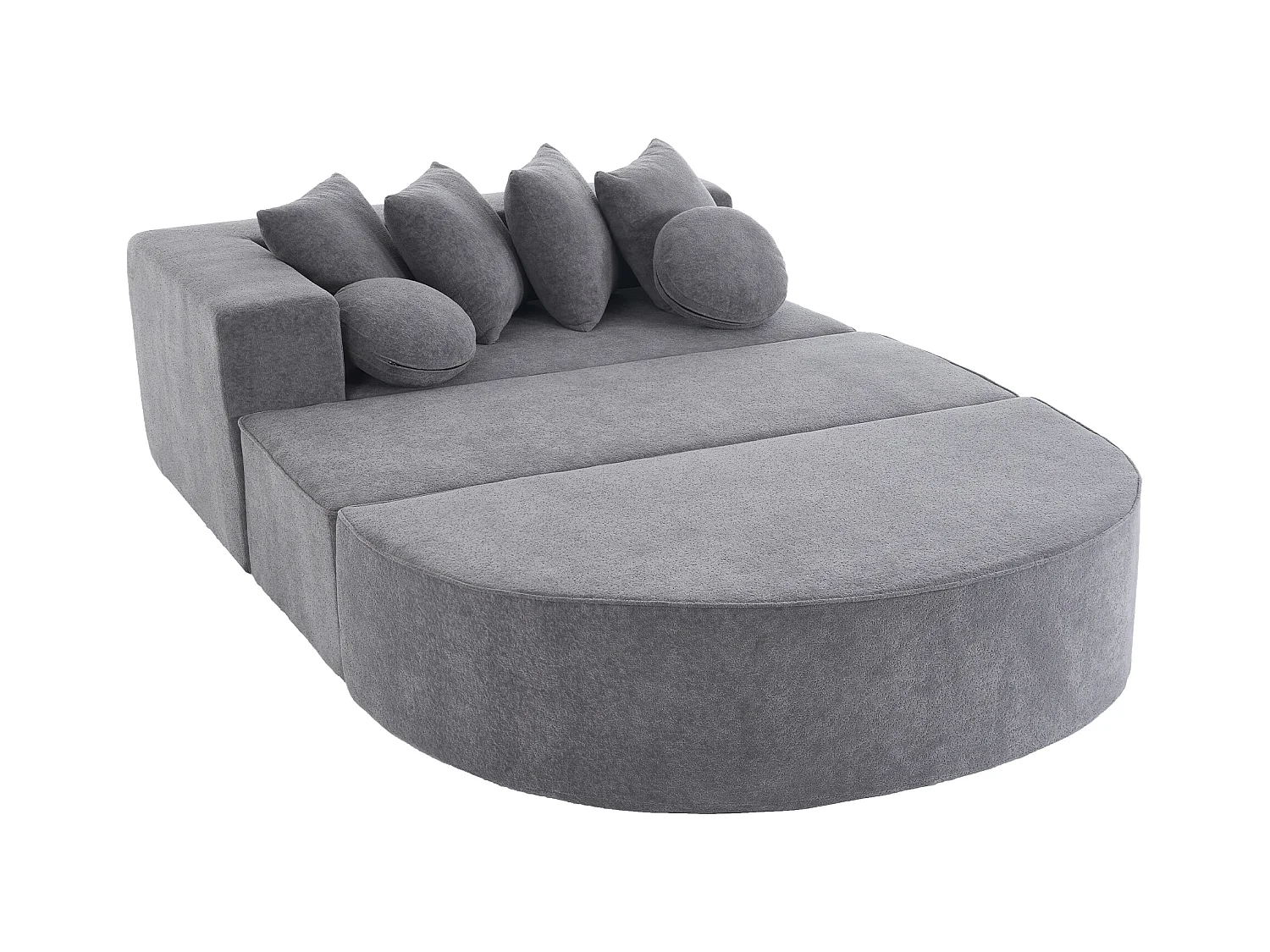 Sofá cama modular de 5 plazas en tejido chenilla para salón, dormitorio, color gris