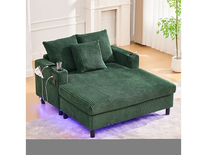 Lampada relax XXL in velluto con LED, porta USB e porta-gobelet per salone e camera, grigio