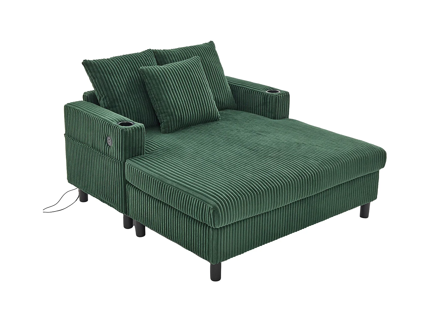 Sillón relajante XXL de terciopelo con LED, puerto USB y portavasos para salón y dormitorio, gris