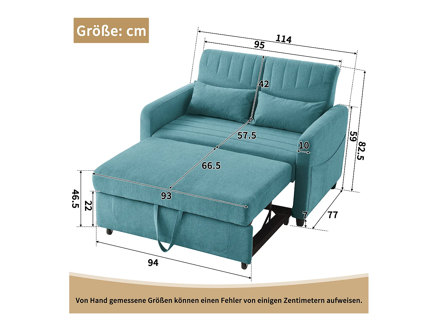 Sofá cama convertible 2 plazas algodón lino pequeño espacio cama supletoria respaldo regulable gris claro 180 cm