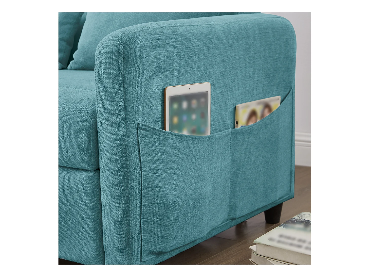 Sofá cama convertible 2 plazas algodón lino pequeño espacio cama supletoria respaldo regulable gris claro 180 cm