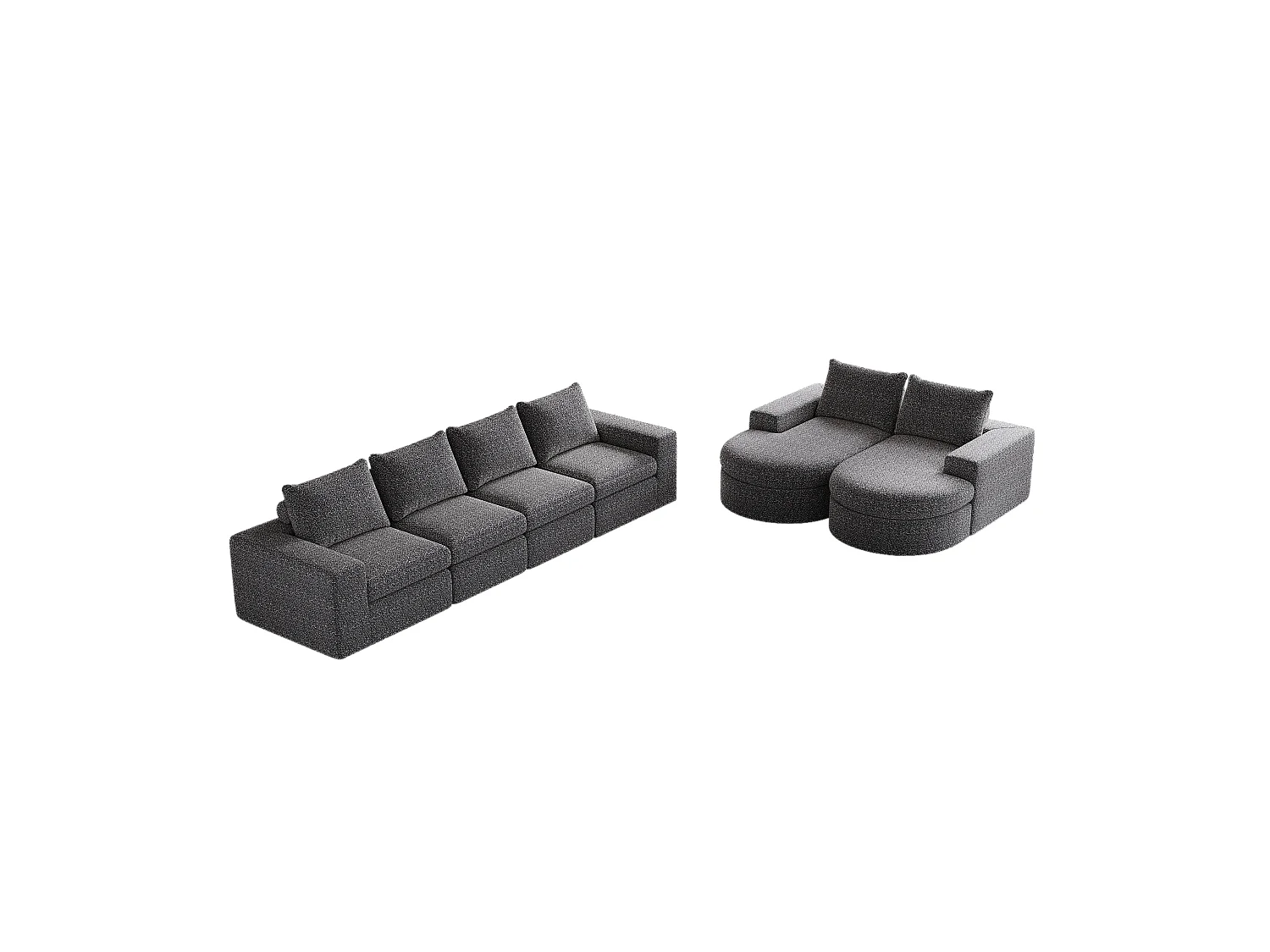 Sofá modular de chenilla de dos piezas con chaise longue, espuma de alta densidad, sin necesidad de montaje, para sala de estar y dormitorio.