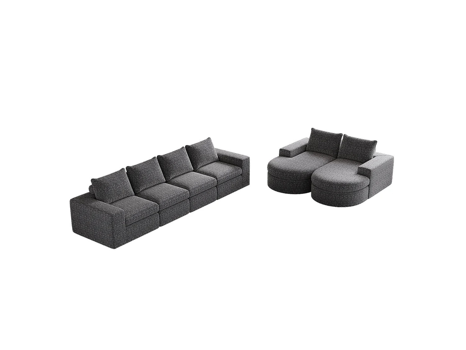 Sofá modular de chenilla de dos piezas con chaise longue, espuma de alta densidad, sin necesidad de montaje, para sala de estar y dormitorio.