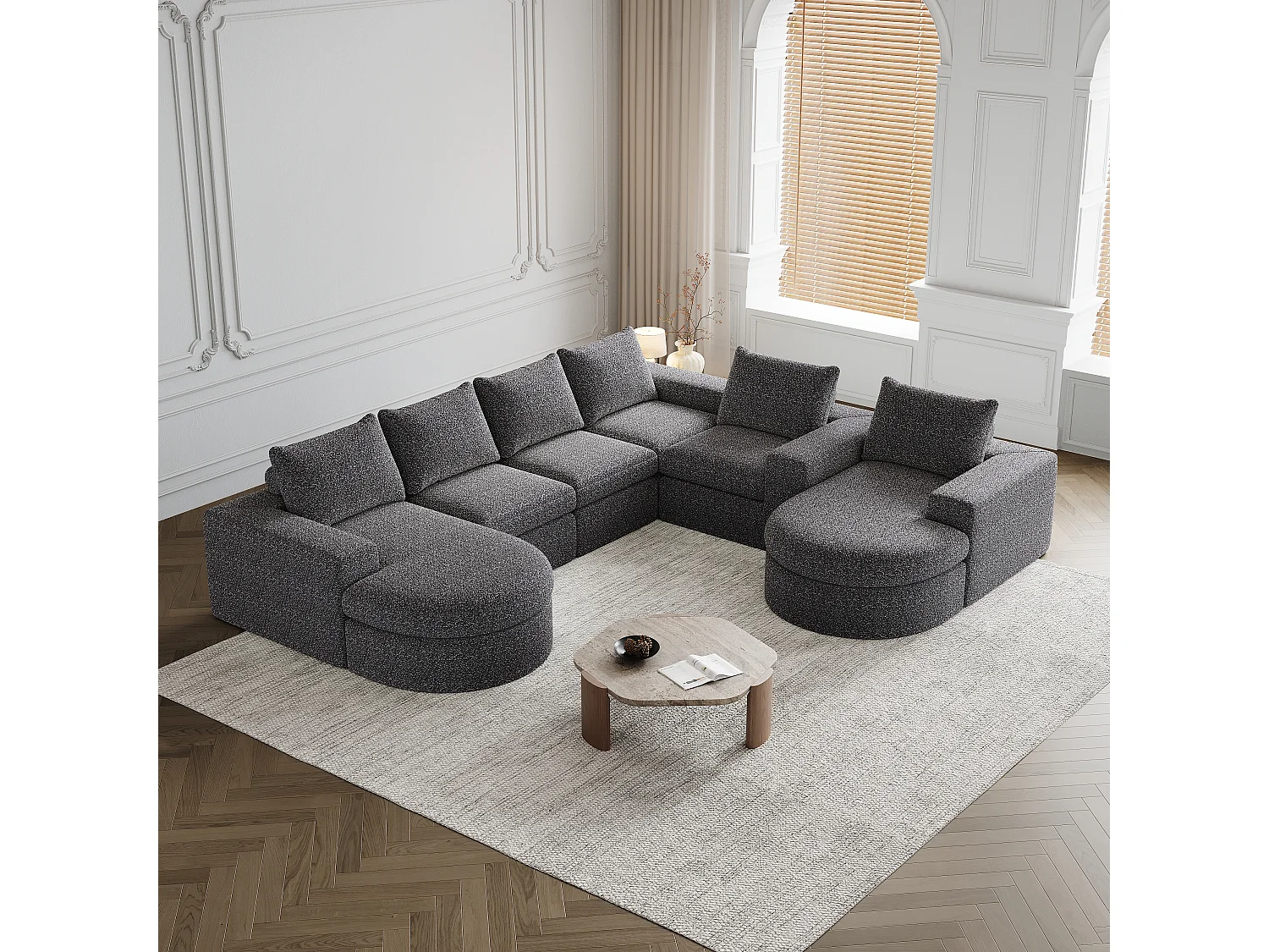 Sofá modular de chenilla de dos piezas con chaise longue, espuma de alta densidad, sin necesidad de montaje, para sala de estar y dormitorio.