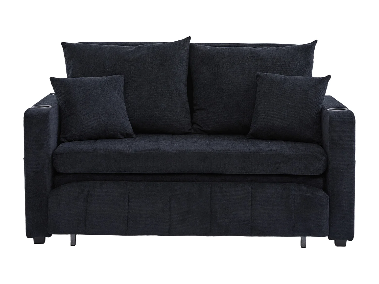 Canapé convertibile 2 posti tissu avec rangement USB porte-gobelet salon chambre gris