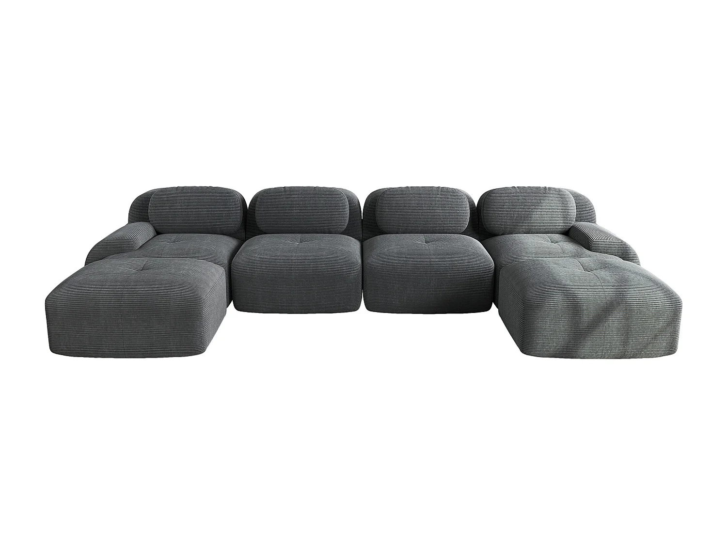 Canapé modulabile U mousse di velluto a coste 32D ergonomique salon chambre gris