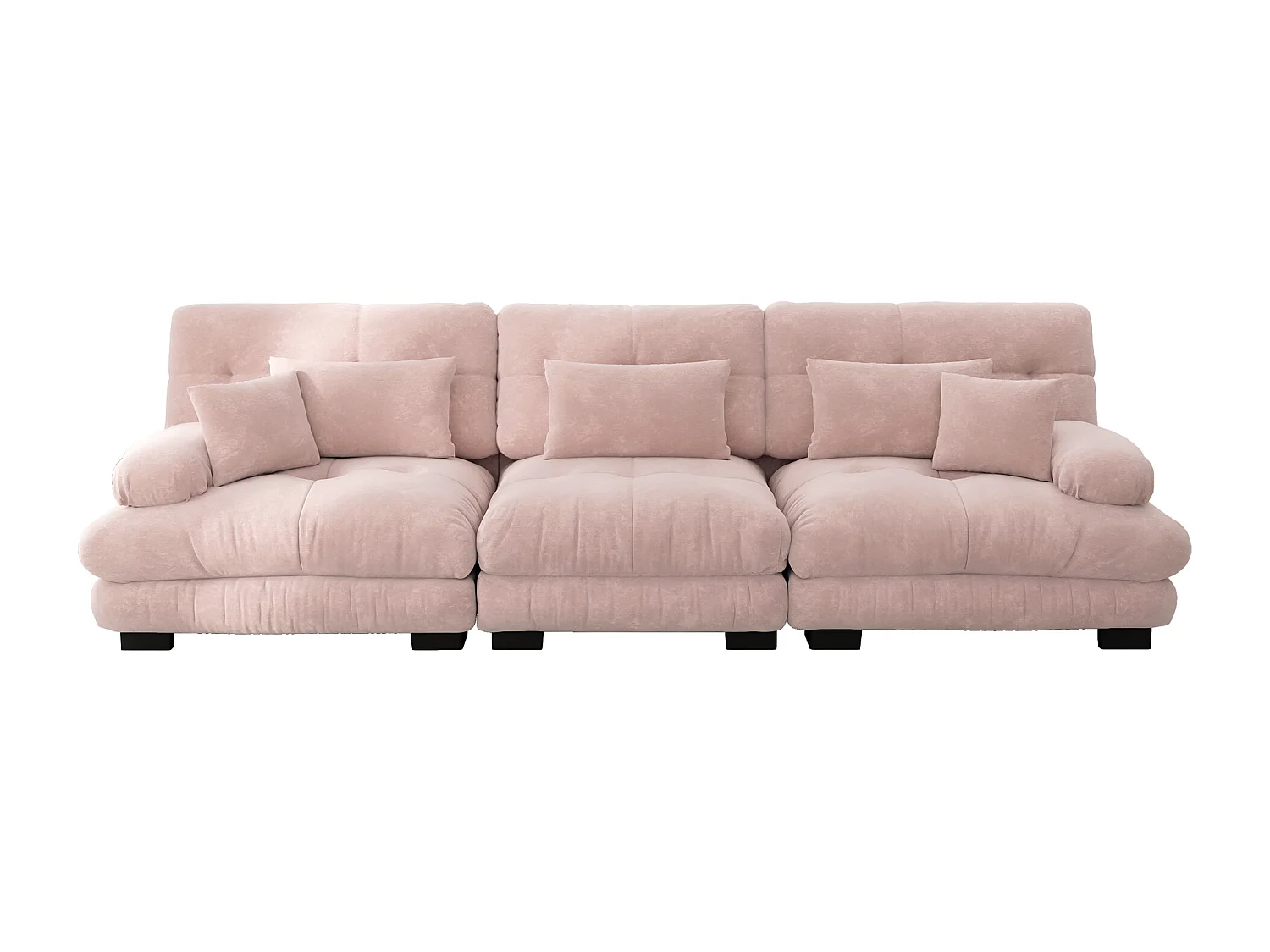 Canapé d'angle 3 posti modulare in ciniglia con assise profonde convertibile confortevole per salone appartement Bureau rose