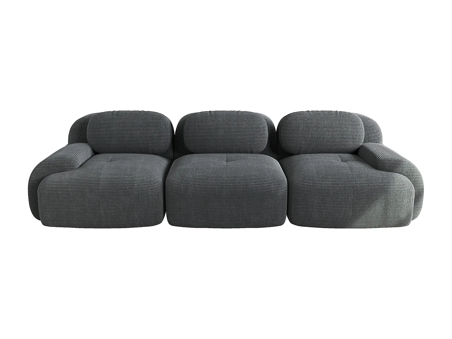 Canapé 3 posti modulabile in mousse di velluto a coste alta elasticità accoudoirs ergonomici grigio