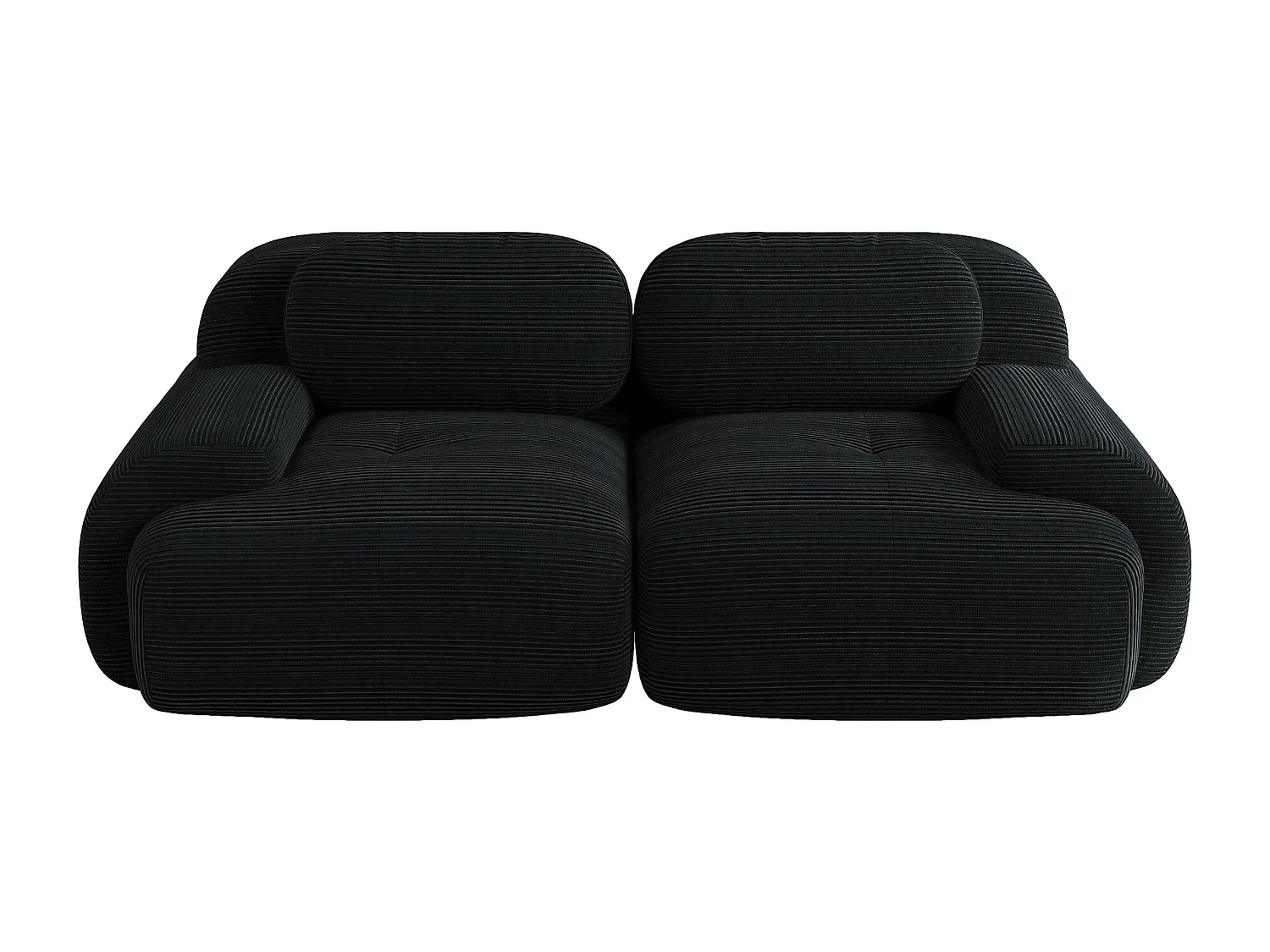 Canapé 2 posti velluto côtelé modulabile noir senza montaggio mousse ergonomica alta resilienza per salone camera home cinema