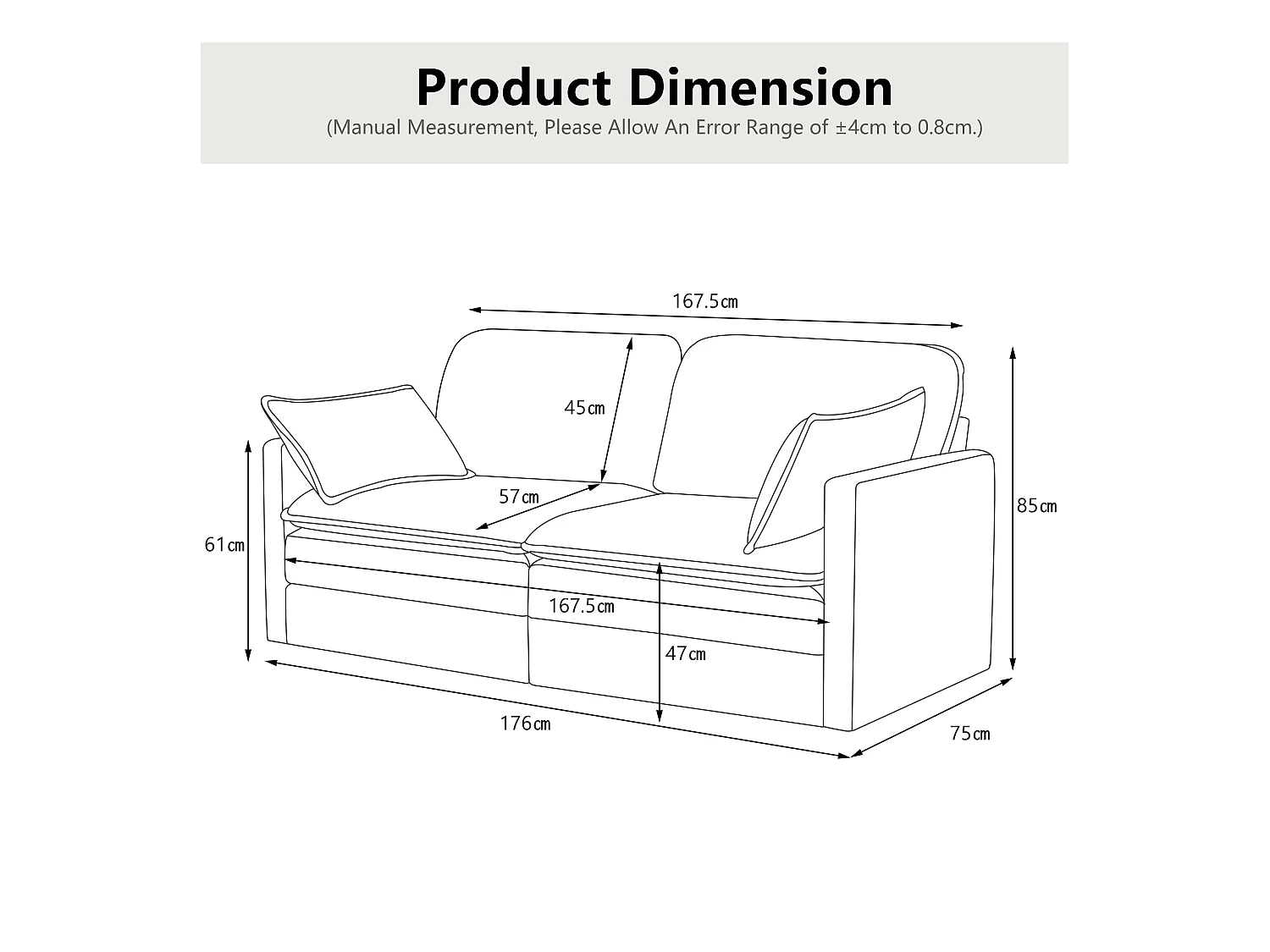 Sofá de 2 plazas de tela acanalada, cómodo para sala de estar o dormitorio, moderno, gris