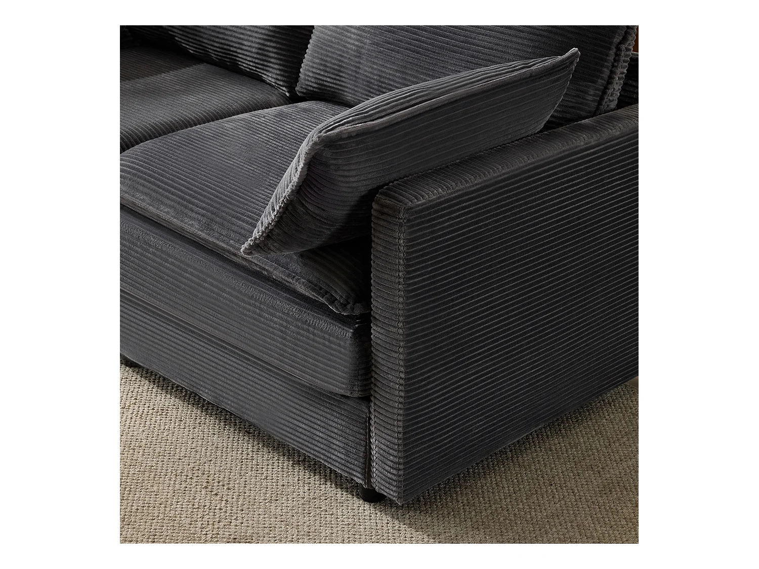 Sofá de 2 plazas de tela acanalada, cómodo para sala de estar o dormitorio, moderno, gris