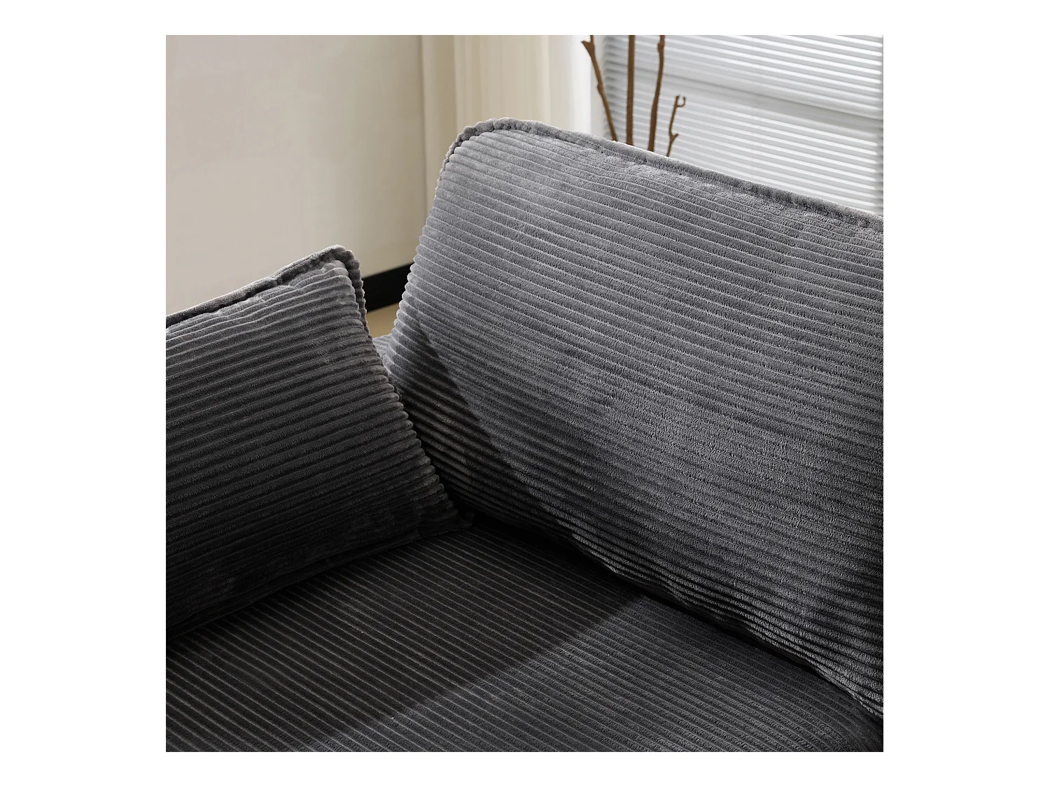 Sofá de 2 plazas de tela acanalada, cómodo para sala de estar o dormitorio, moderno, gris