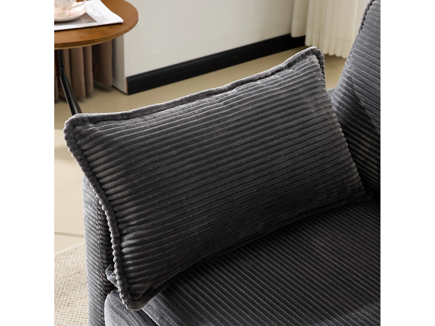 Sofá de 2 lugares com tecido canelado, confortável, sala de estar, quarto, moderno, cinza