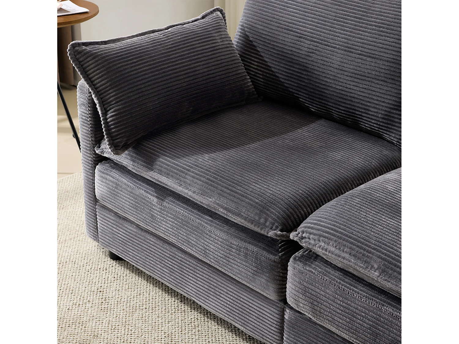 Sofá de 2 lugares com tecido canelado, confortável, sala de estar, quarto, moderno, cinza