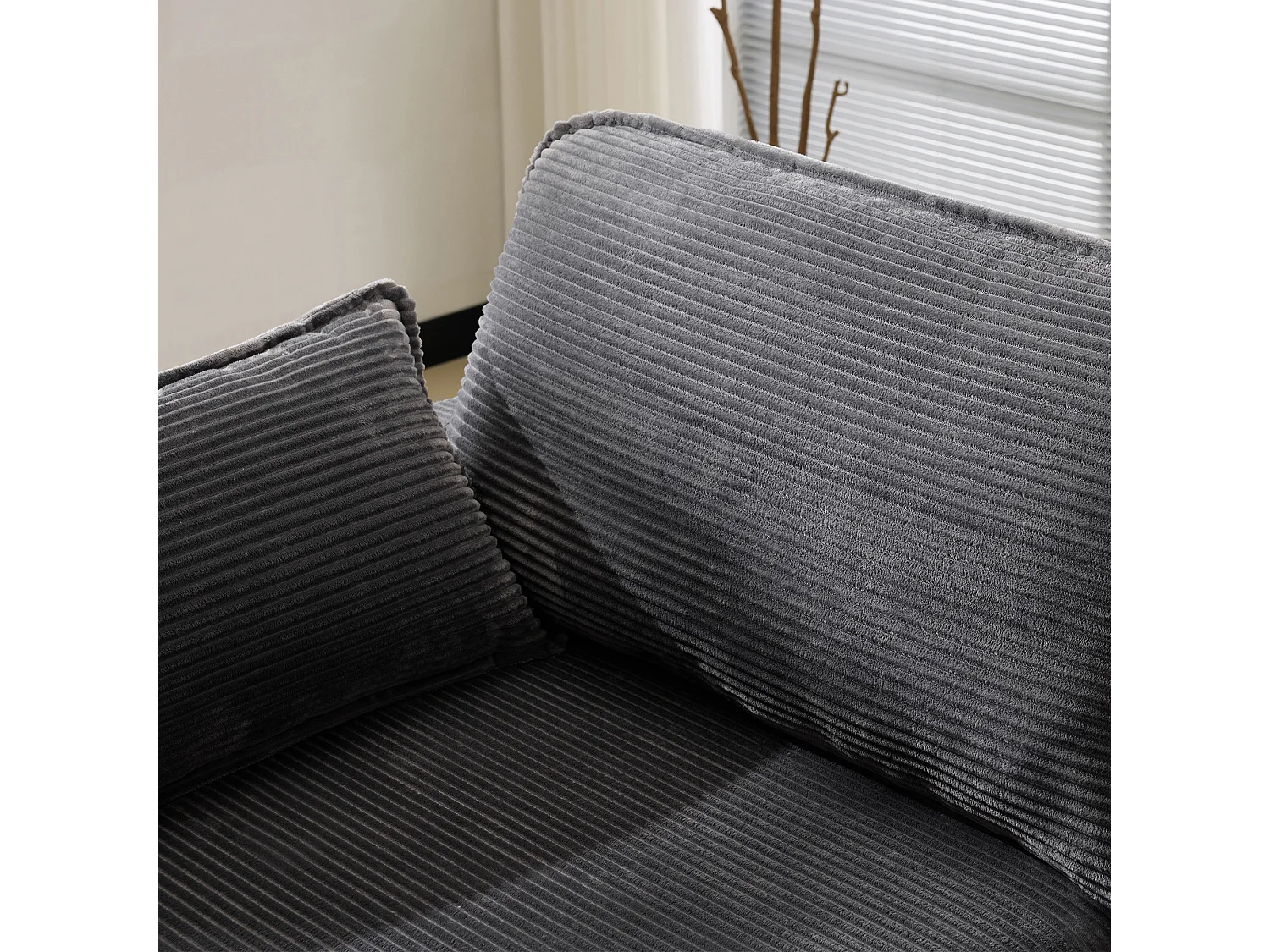 Sofá de 2 lugares com tecido canelado, confortável, sala de estar, quarto, moderno, cinza