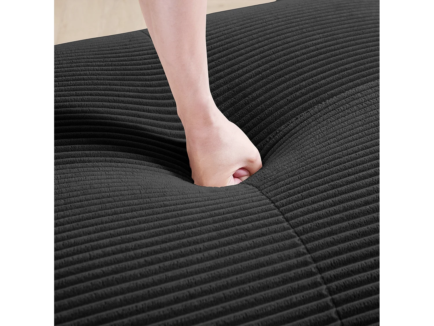 Canapé 2 posti velluto côtelé modulabile con chaise longue noir mousse haute résilience salon chambre