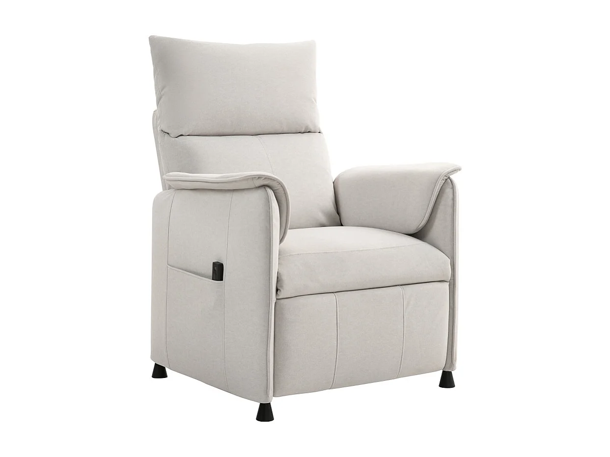 Fauteuil Relax Elettrico in Velours Imitation con Mémoire et Télécommande, Repose-Pieds, Salon et Chambre, Crème