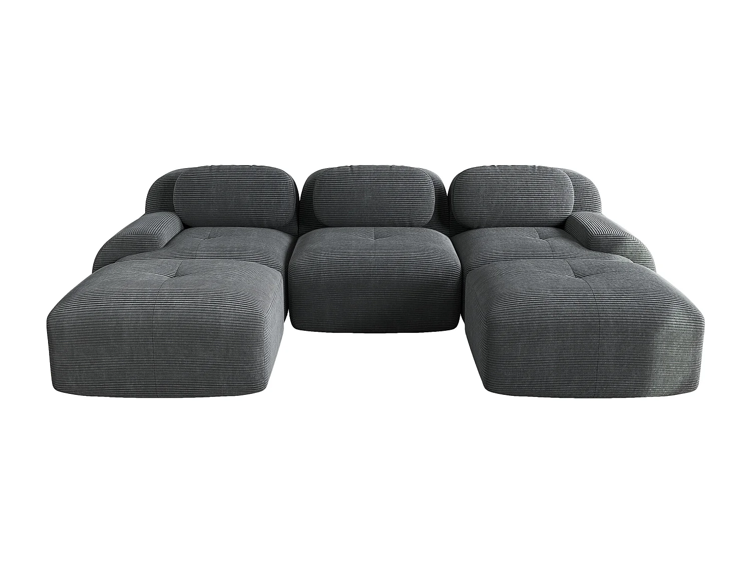 Canapé modulabile in mousse di velluto a coste a U 32D accoudoirs ampio salone camera da letto grigio