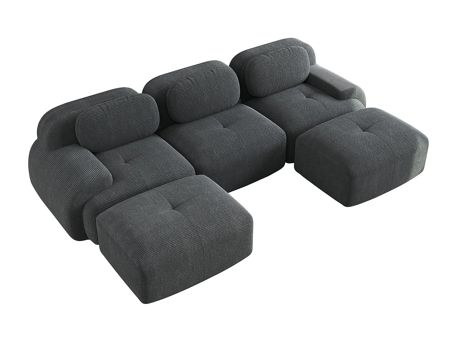 Canapé modulabile in mousse di velluto a coste a U 32D accoudoirs ampio salone camera da letto grigio