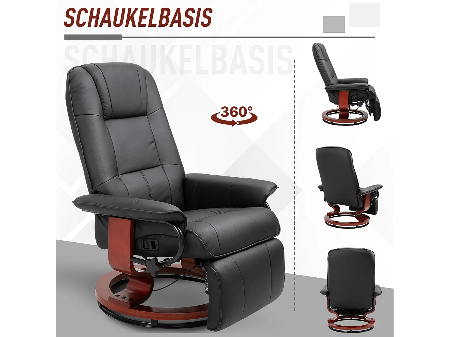 Fauteuil relax pivotant cuir synthétique inclinabile 145° con repose-pieds 78x87x100 cm