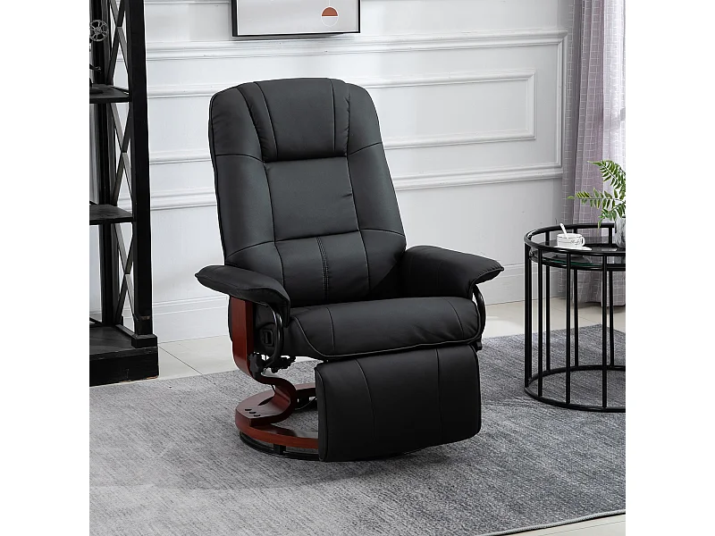 Fauteuil relax pivotant cuir synthétique inclinabile 145° con repose-pieds 78x87x100 cm