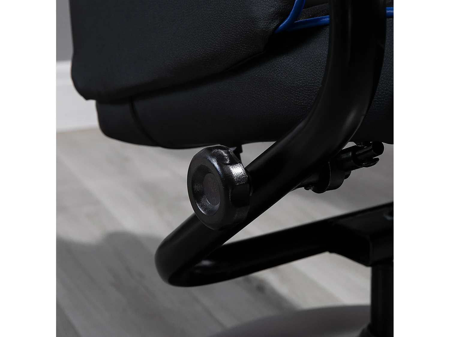 Sillón relax con reposapiés tela y metal reclinable 130° salón despacho azul negro