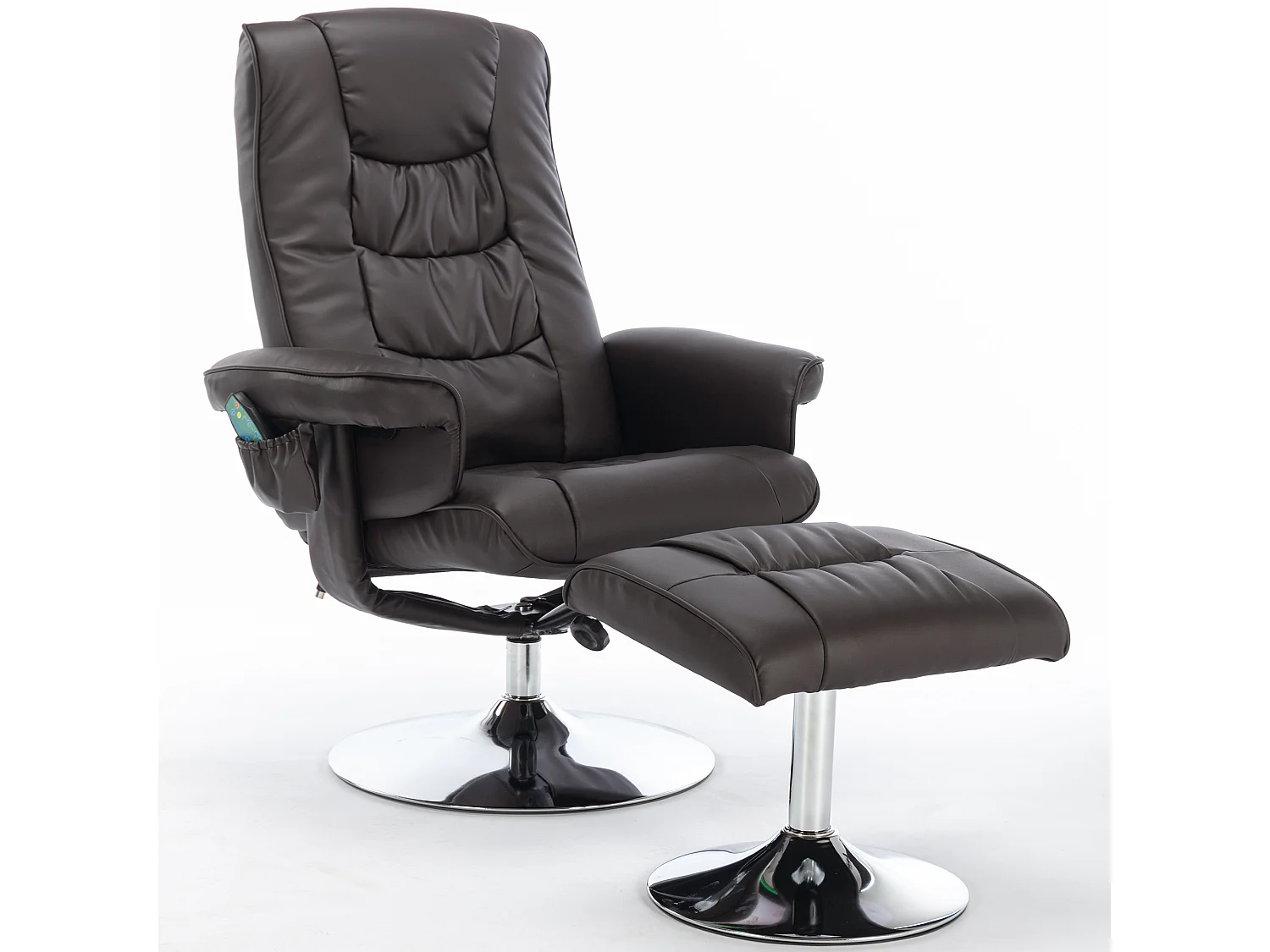 Sillón de masaje de PU con reposapiés de 5 puntos para sala de estar y dormitorio, color marrón