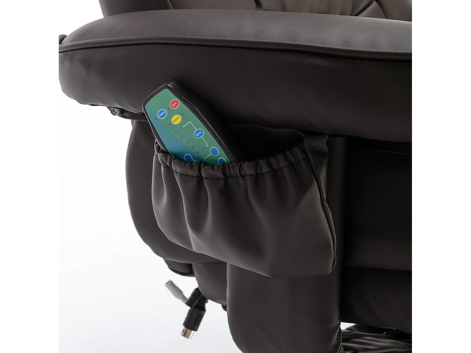 Sillón de masaje de PU con reposapiés de 5 puntos para sala de estar y dormitorio, color marrón