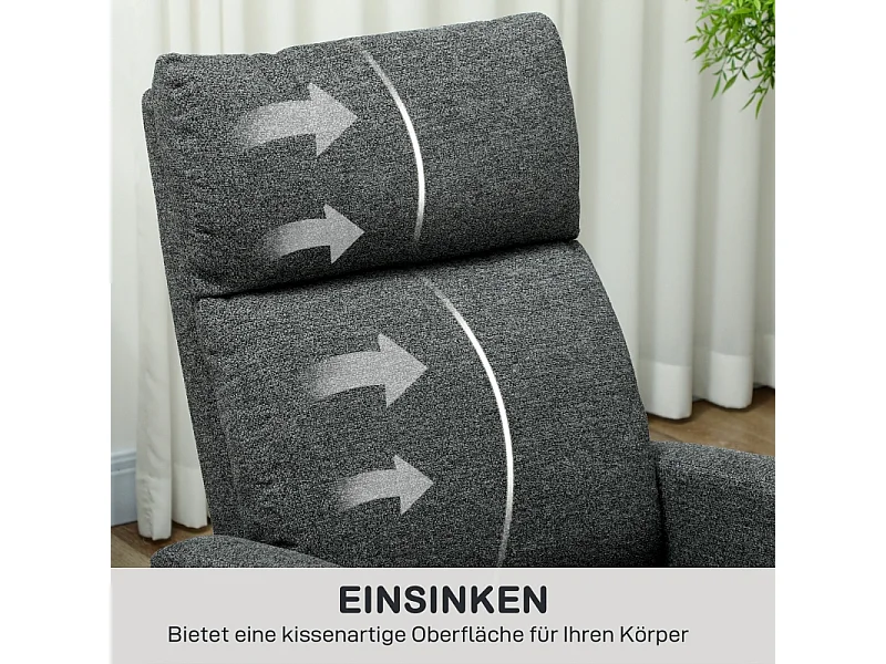 Fauteuil relax inclinabile tissu gris avec repose-pieds réglable confortable salon moderne 63x91x98 cm