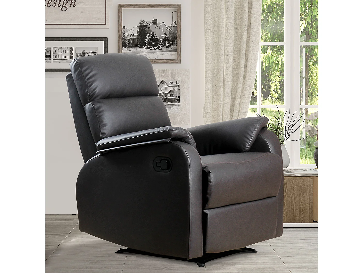 Sedia relax inclinabile ergonomica in pelle sintetica marrone 75x92x99 cm scrivania da salone