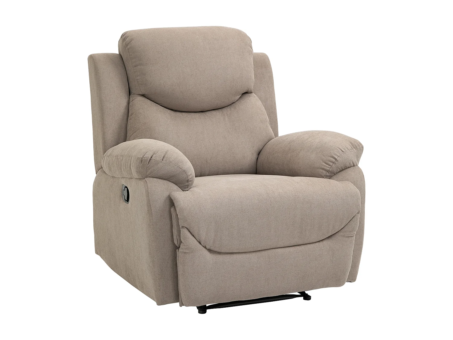 Fauteuil relax beige inclinabile 150° en lin, confortevole e robusto, 97x96x105,5 cm