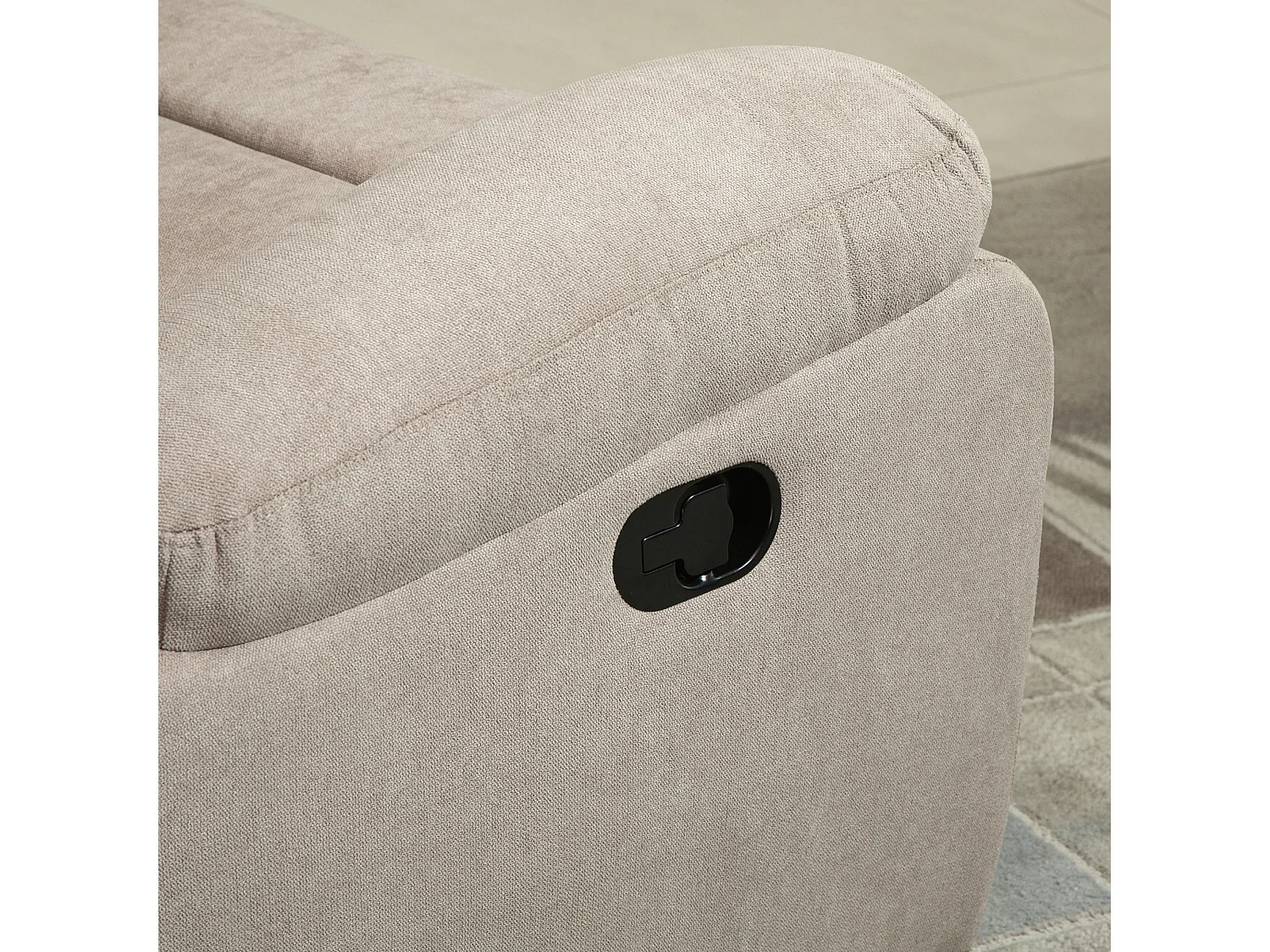 Fauteuil relax beige inclinabile 150° en lin, confortevole e robusto, 97x96x105,5 cm