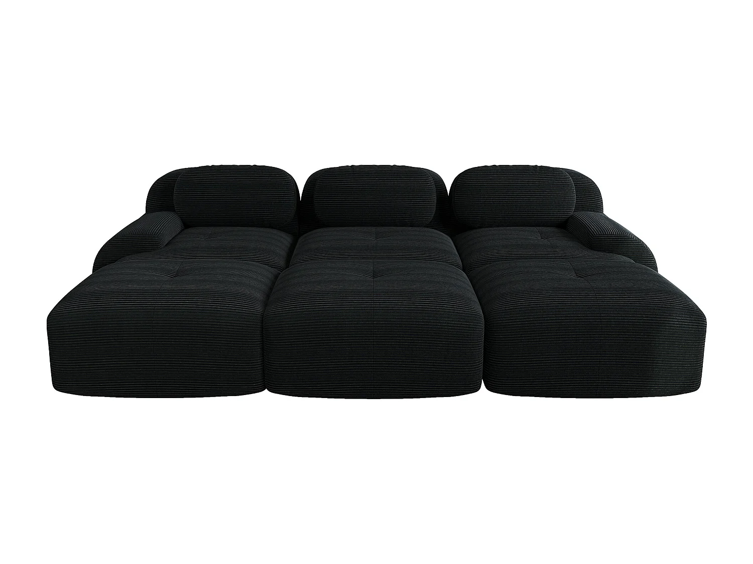 Canapé modulabile a 3 posti con pouf in velluto rivestito ergonomico senza montaggio per salone camera nera