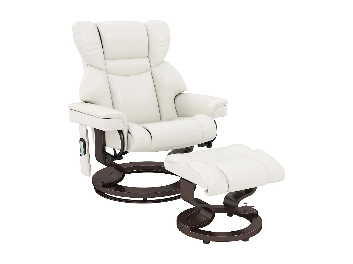Fauteuil TV électrique inclinable con repose-pieds et Massage cuir synthétique crème 79x82x101 cm