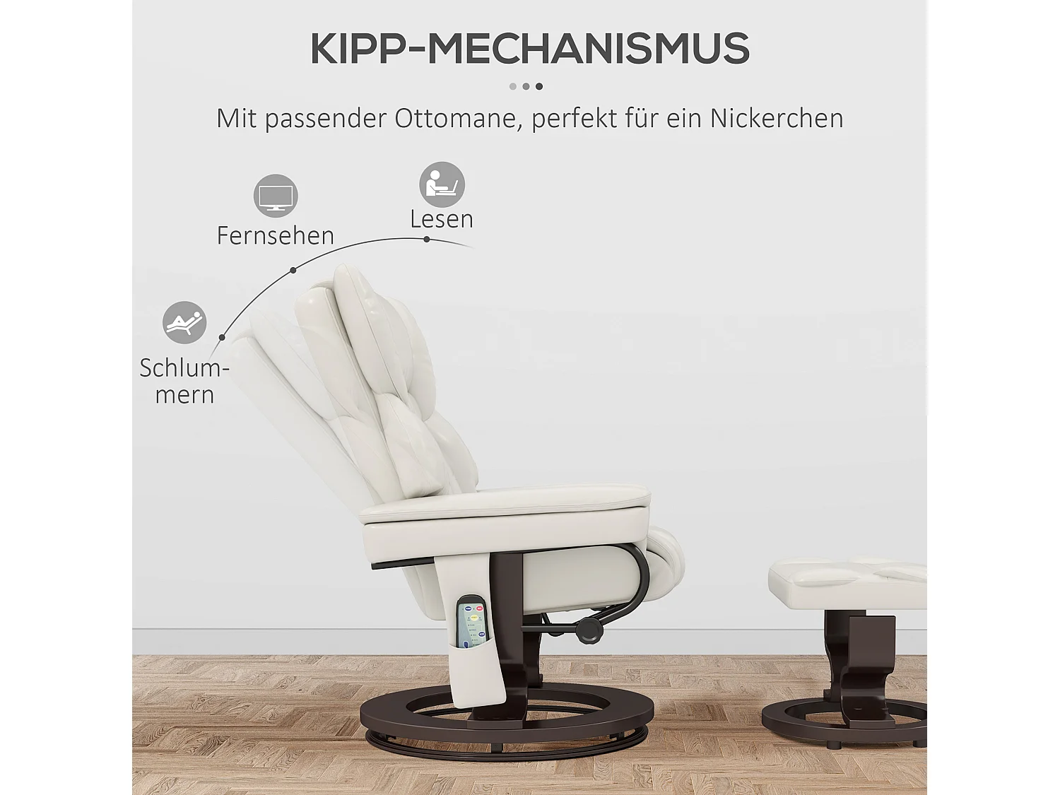 Fauteuil TV électrique inclinable con repose-pieds et Massage cuir synthétique crème 79x82x101 cm