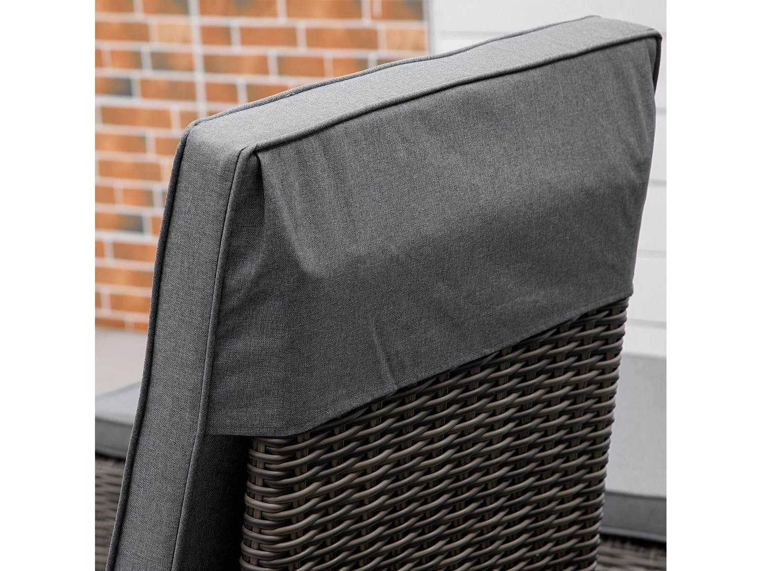 Tumbona de polirratán de 3 piezas con mesa y cojines, respaldo regulable, aluminio gris 60x195x86 cm