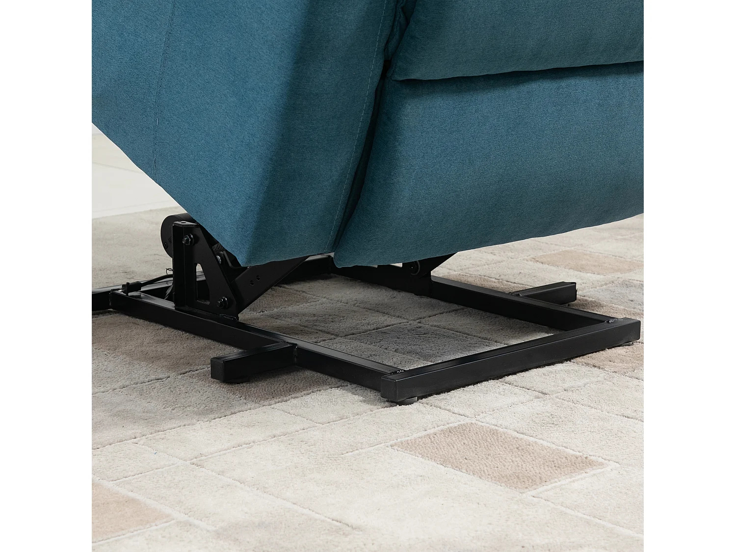 Sillón eléctrico reclinable en tejido de lino con elevación reclinable, azul, 83x89 cm