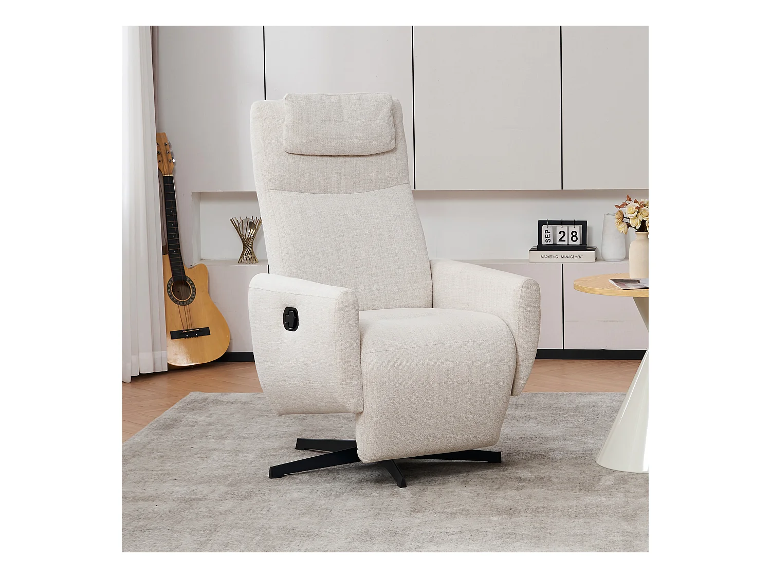 Fauteuil relax ciniglia inclinabile con riposo-pieds rotazione 360° pour salon chambre beige