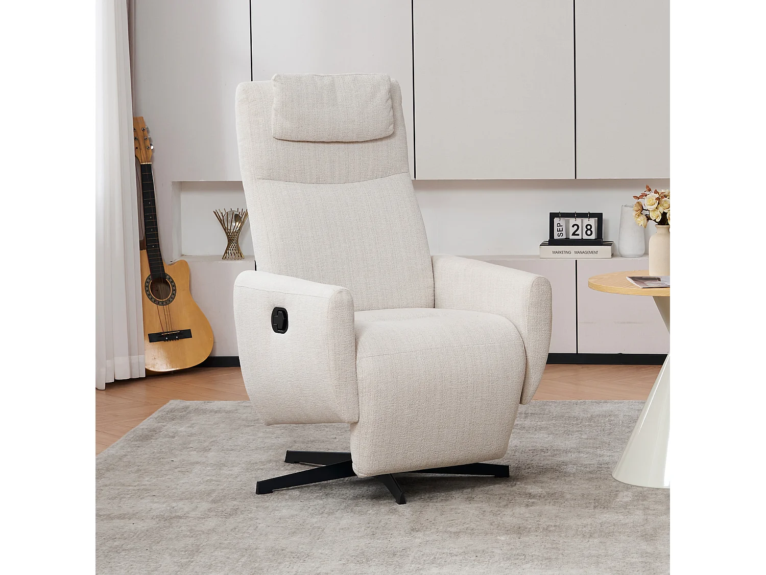 Fauteuil relax ciniglia inclinabile con riposo-pieds rotazione 360° pour salon chambre beige