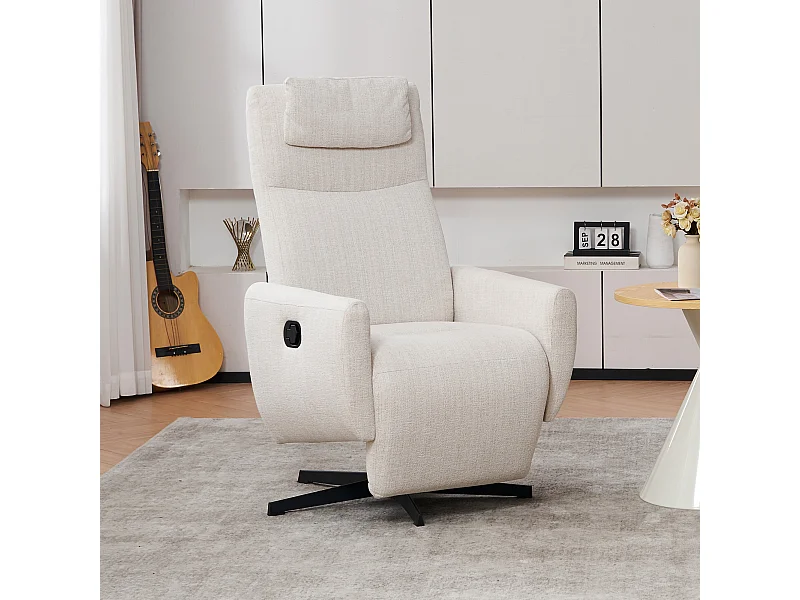 Fauteuil relax ciniglia inclinabile con riposo-pieds rotazione 360° pour salon chambre beige