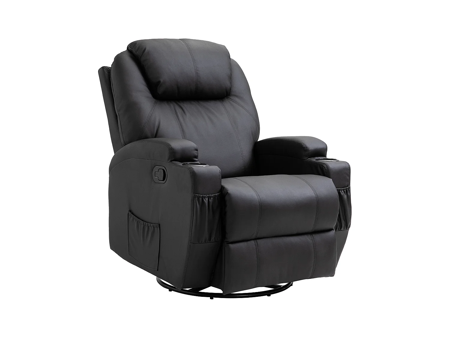 Sillón de masaje eléctrico reclinable 165° piel sintética negra 84x92x109 cm salón