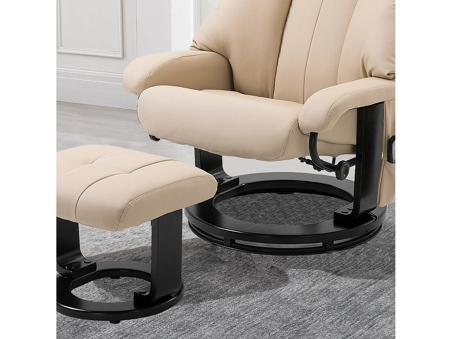 Rubinetto da massaggio PU con poggiapiedi pivotant 360° ergonomico crema 73x83x106cm