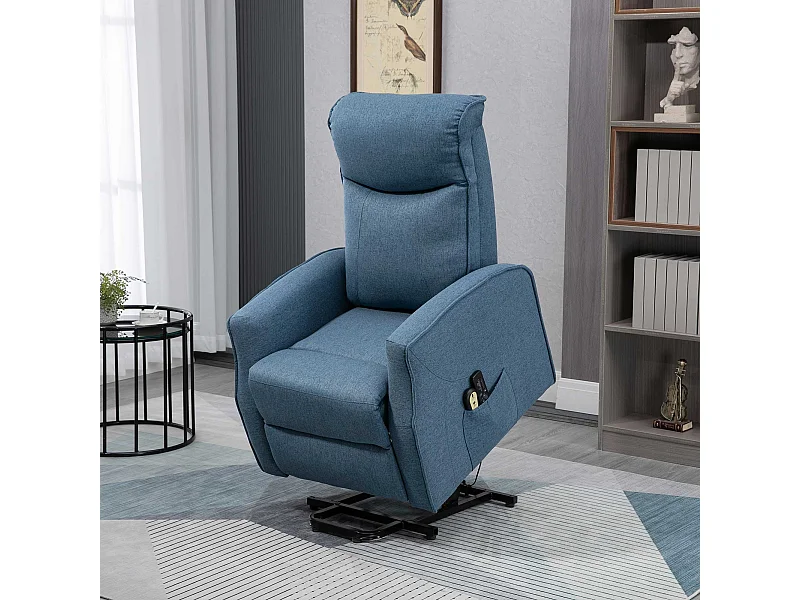 Poltrona reclinável de massagem em tecido com 8 pontos, inclinação de 135° e apoio para os pés, cinza, 74x87x110 cm