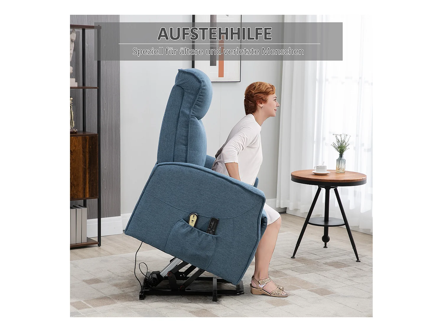 Sillón de masaje reclinable de tela con 8 puntos de apoyo, inclinación de 135° y reposapiés, gris, 74x87x110 cm