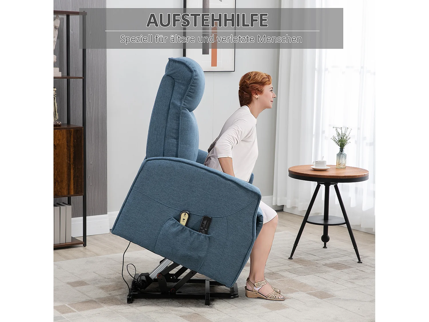 Fauteuil releveur tissu Massage 8 punti inclinabile 135° avec repose-pieds gris 74x87x110 cm