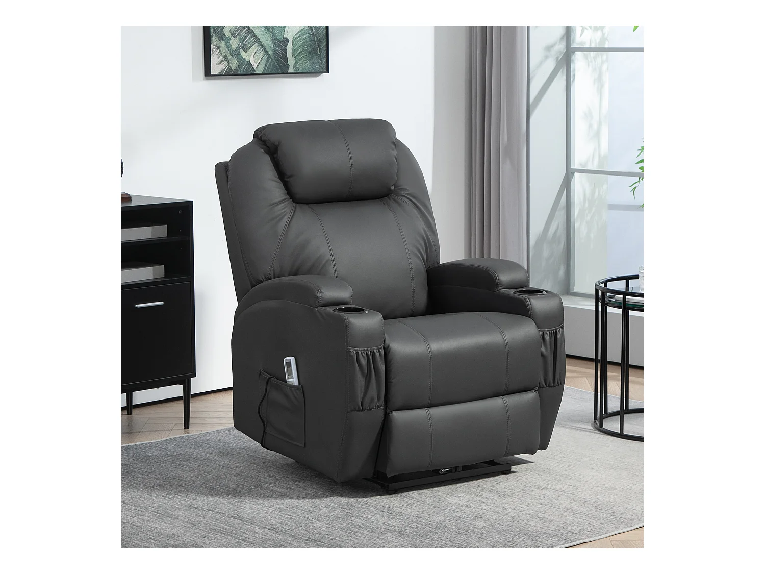 Fauteuil massant électrique inclinable con repose-pieds et porte-gobelet 82x97x110 cm